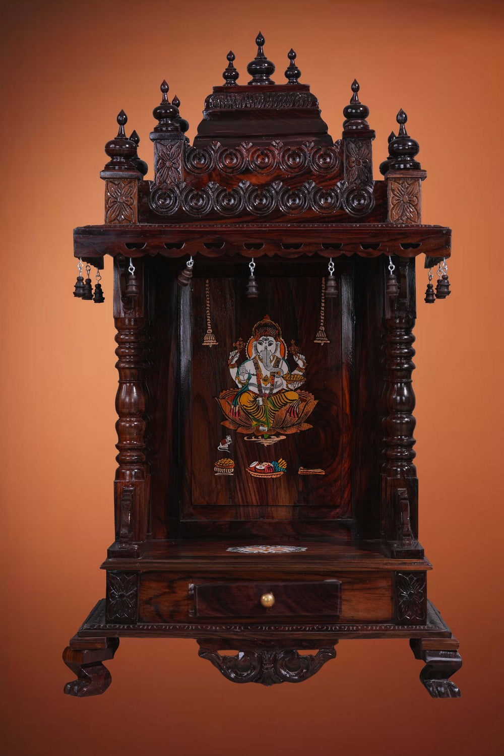 Image of Pooja Temple in Rosewood With Ganesha Inlay