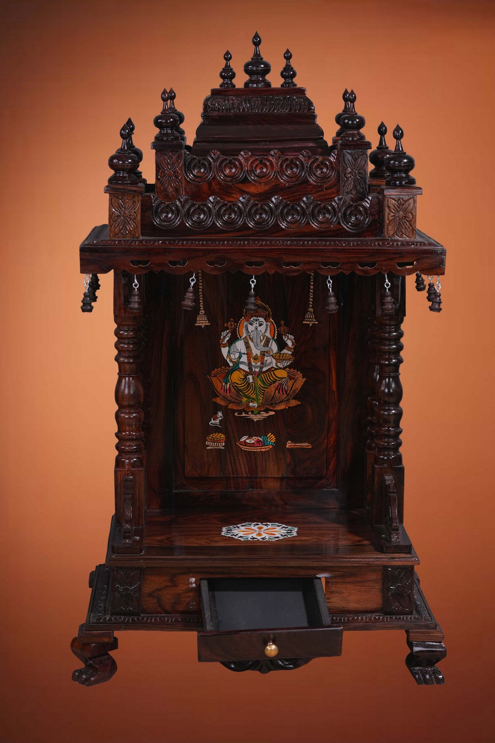 Image of Pooja Temple in Rosewood With Ganesha Inlay