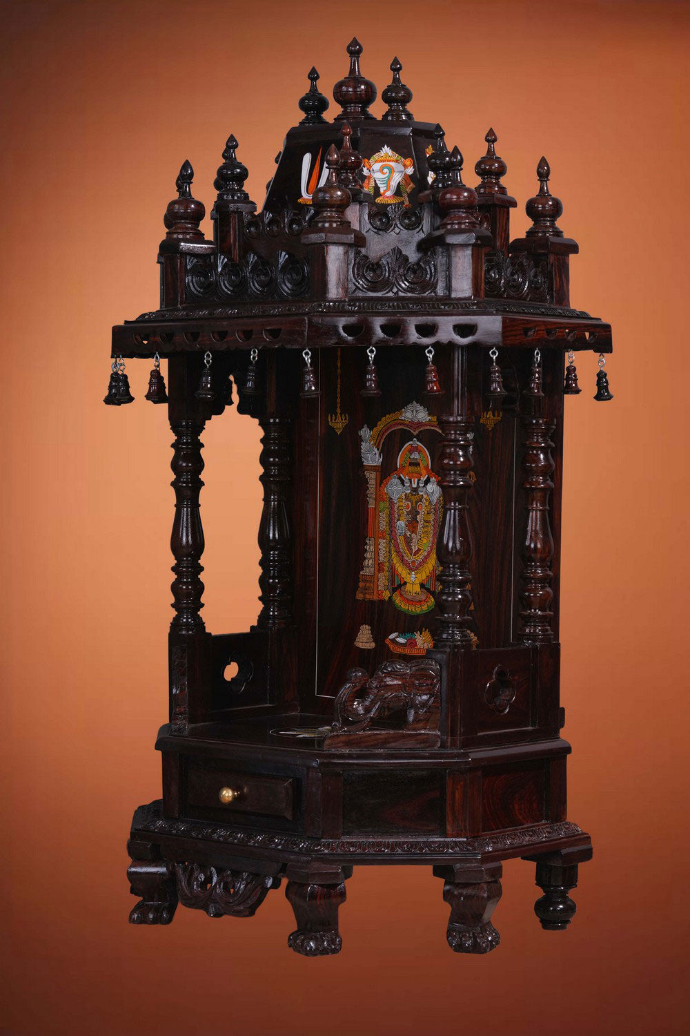 Image of Pooja Temple in Rosewood With Venkateshwara Swamy Inlay