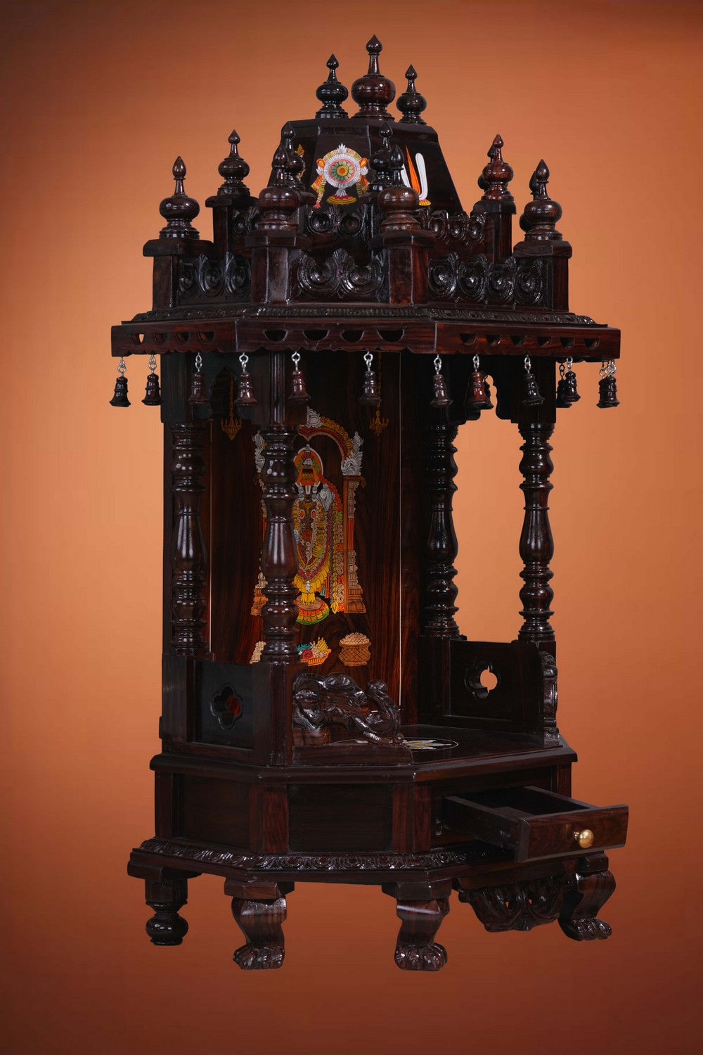 Image of Pooja Temple in Rosewood With Venkateshwara Swamy Inlay