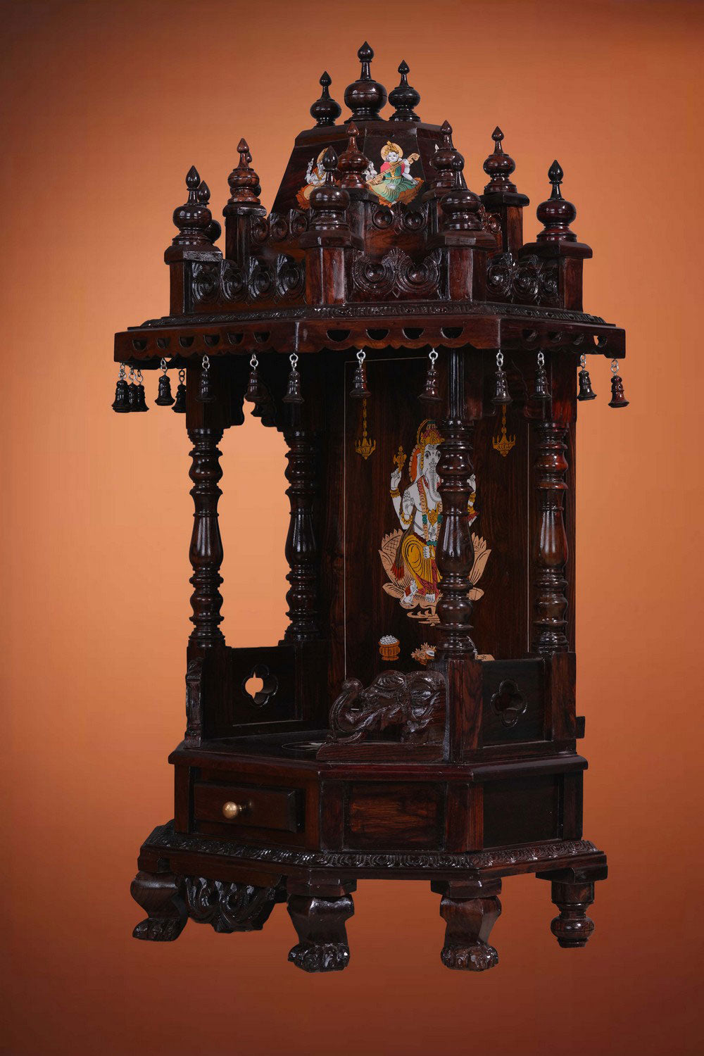 Image of Pooja Temple in Rosewood With Ganesha Inlay