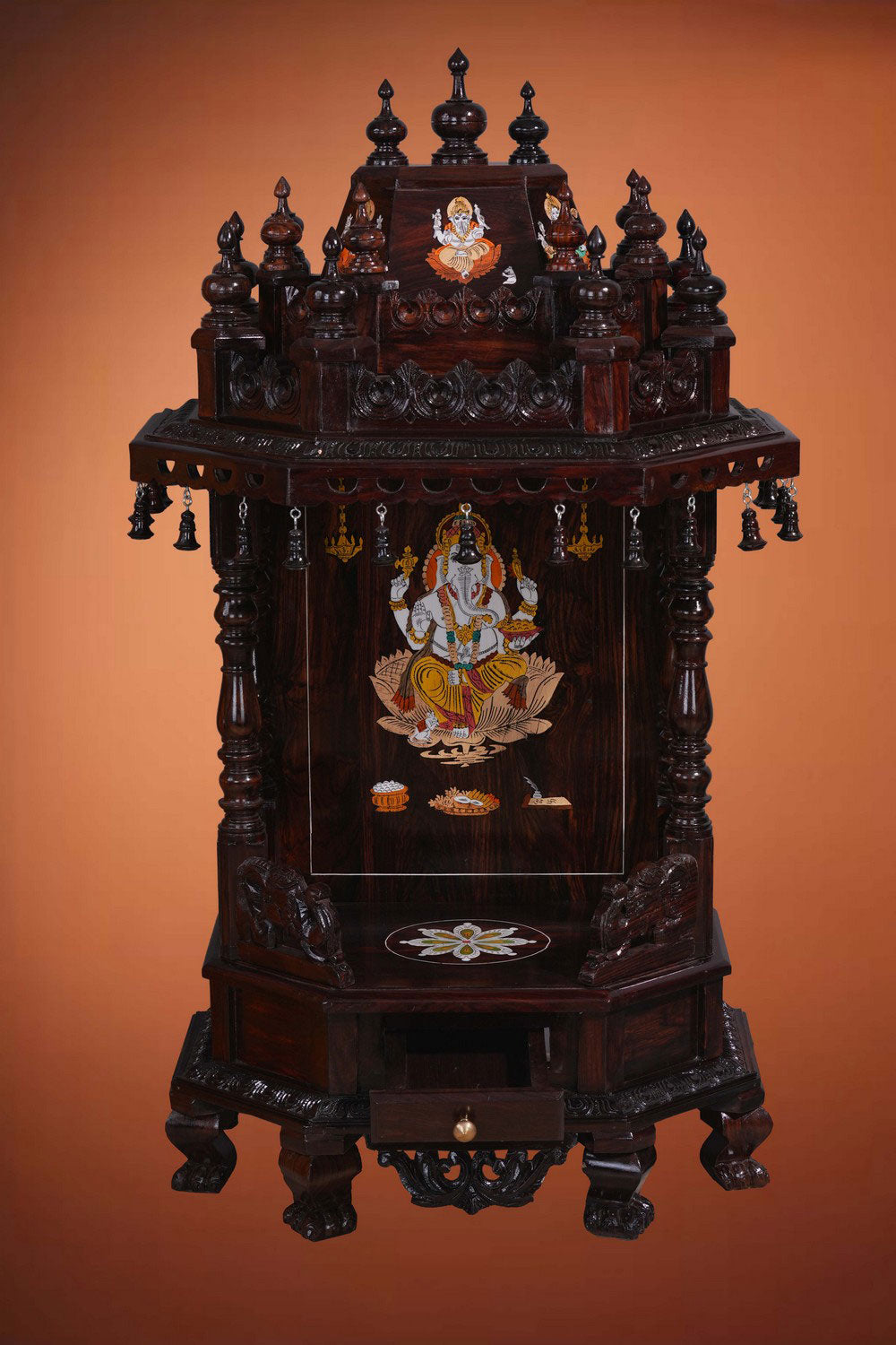 Image of Pooja Temple in Rosewood With Ganesha Inlay