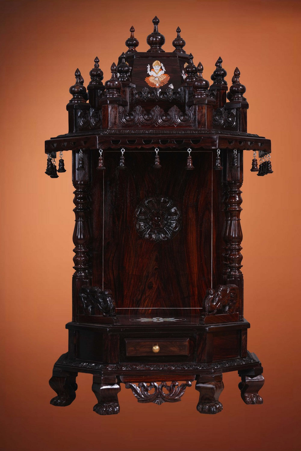 Image of Pooja Temple in Rosewood With Ganesha Inlay