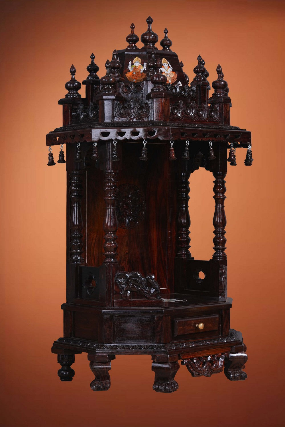 Image of Pooja Temple in Rosewood With Ganesha Inlay
