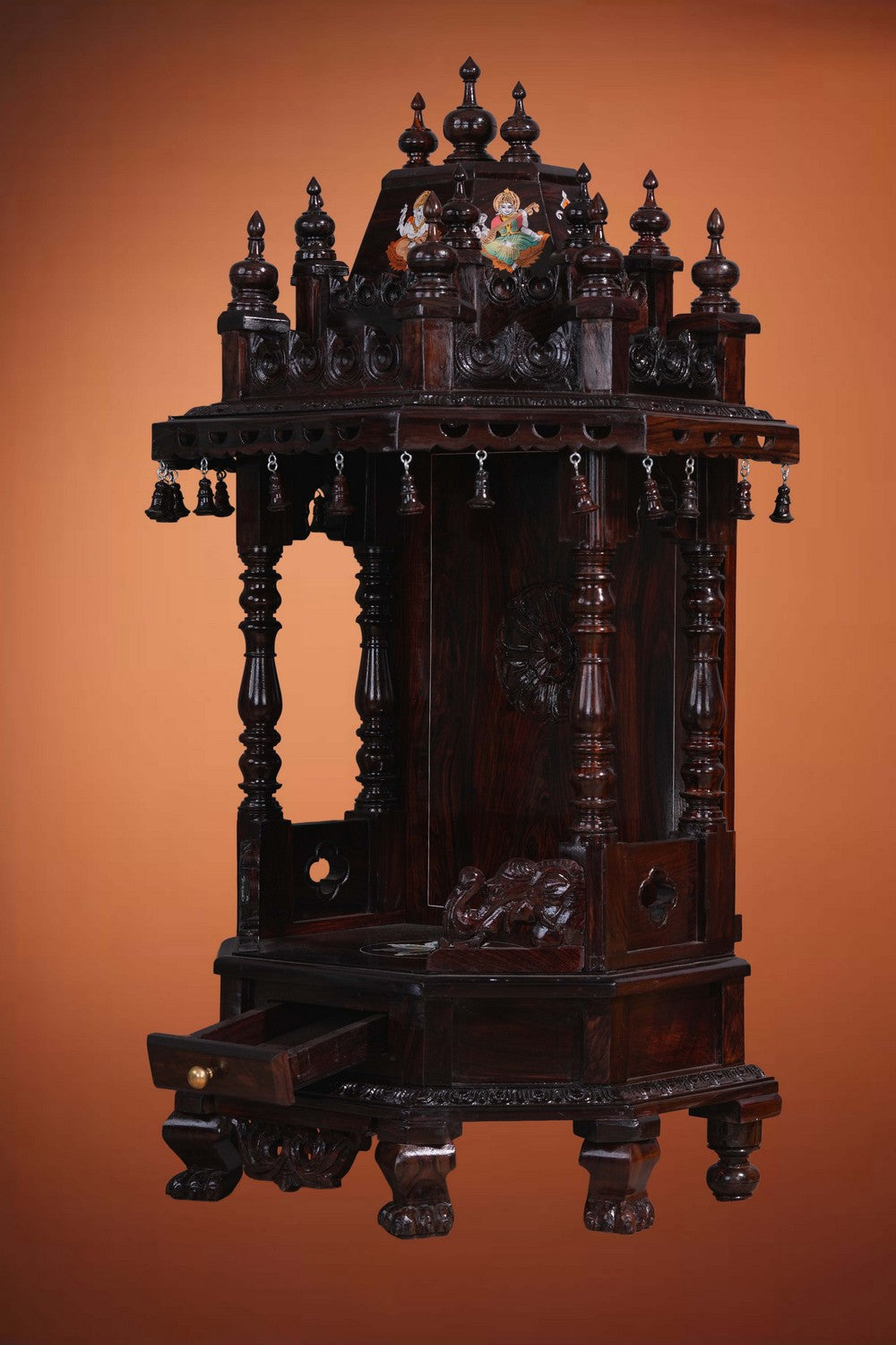 Image of Pooja Temple in Rosewood With Ganesha Inlay