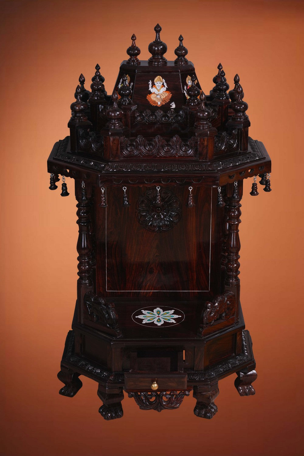 Image of Pooja Temple in Rosewood With Ganesha Inlay