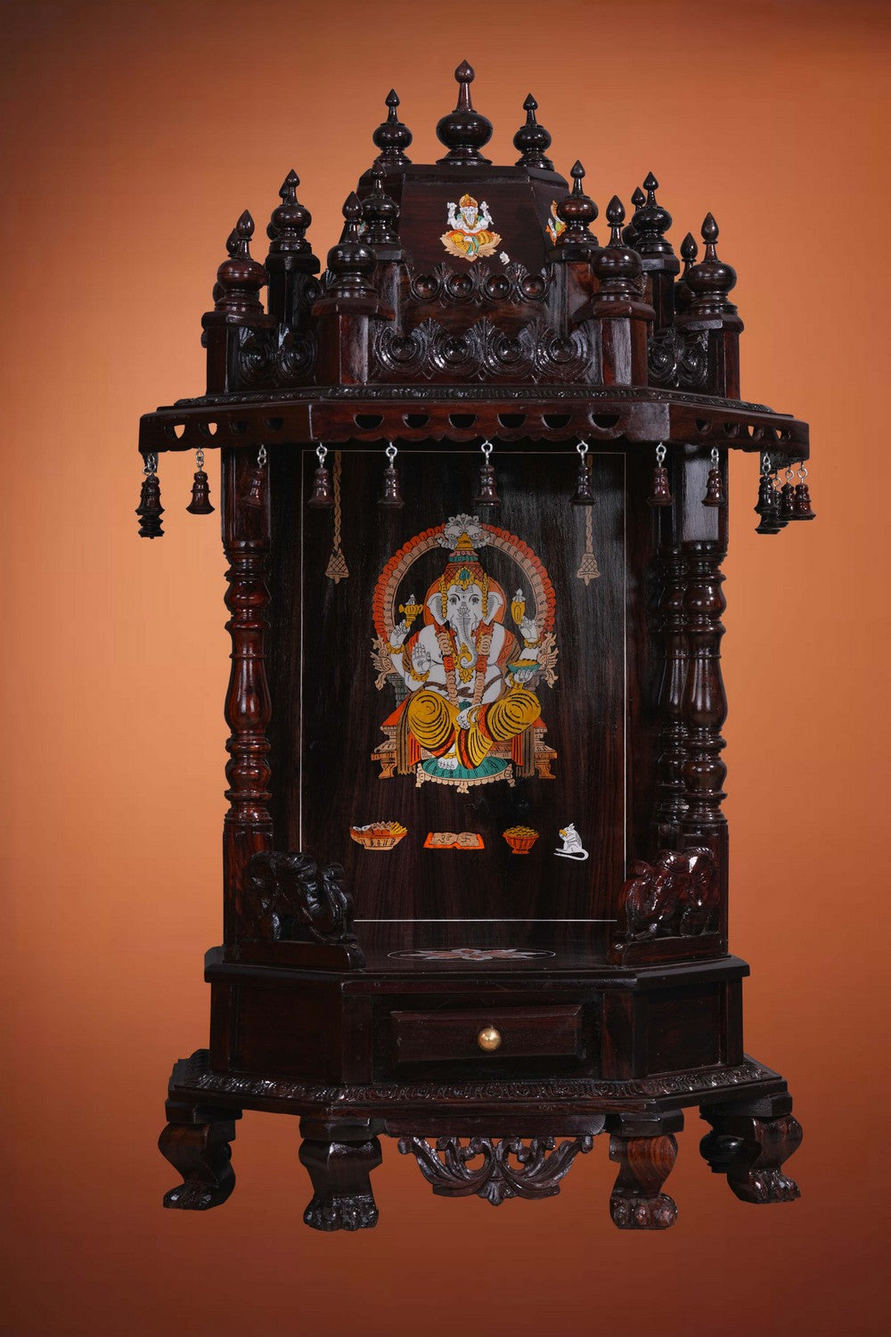 Image of Pooja Temple in Rosewood With Ganesha Inlay
