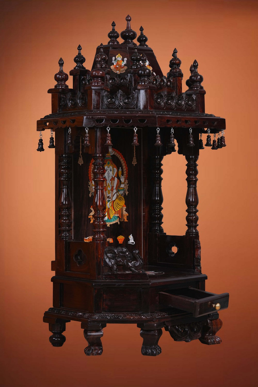 Image of Pooja Temple in Rosewood With Ganesha Inlay
