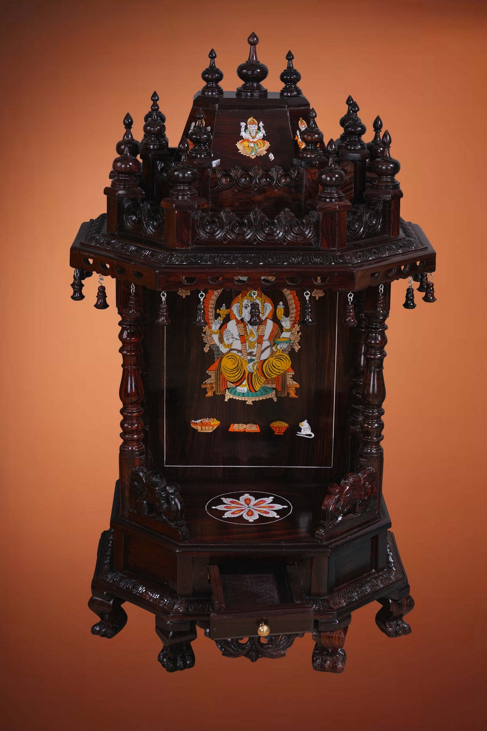 Image of Pooja Temple in Rosewood With Ganesha Inlay