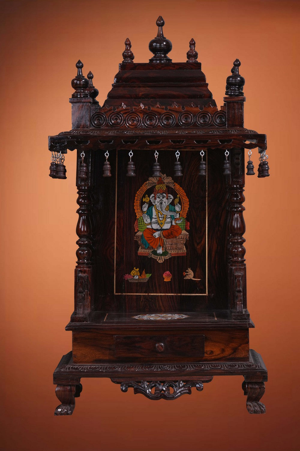 Image of Pooja Temple in Rosewood With Ganesha Inlay