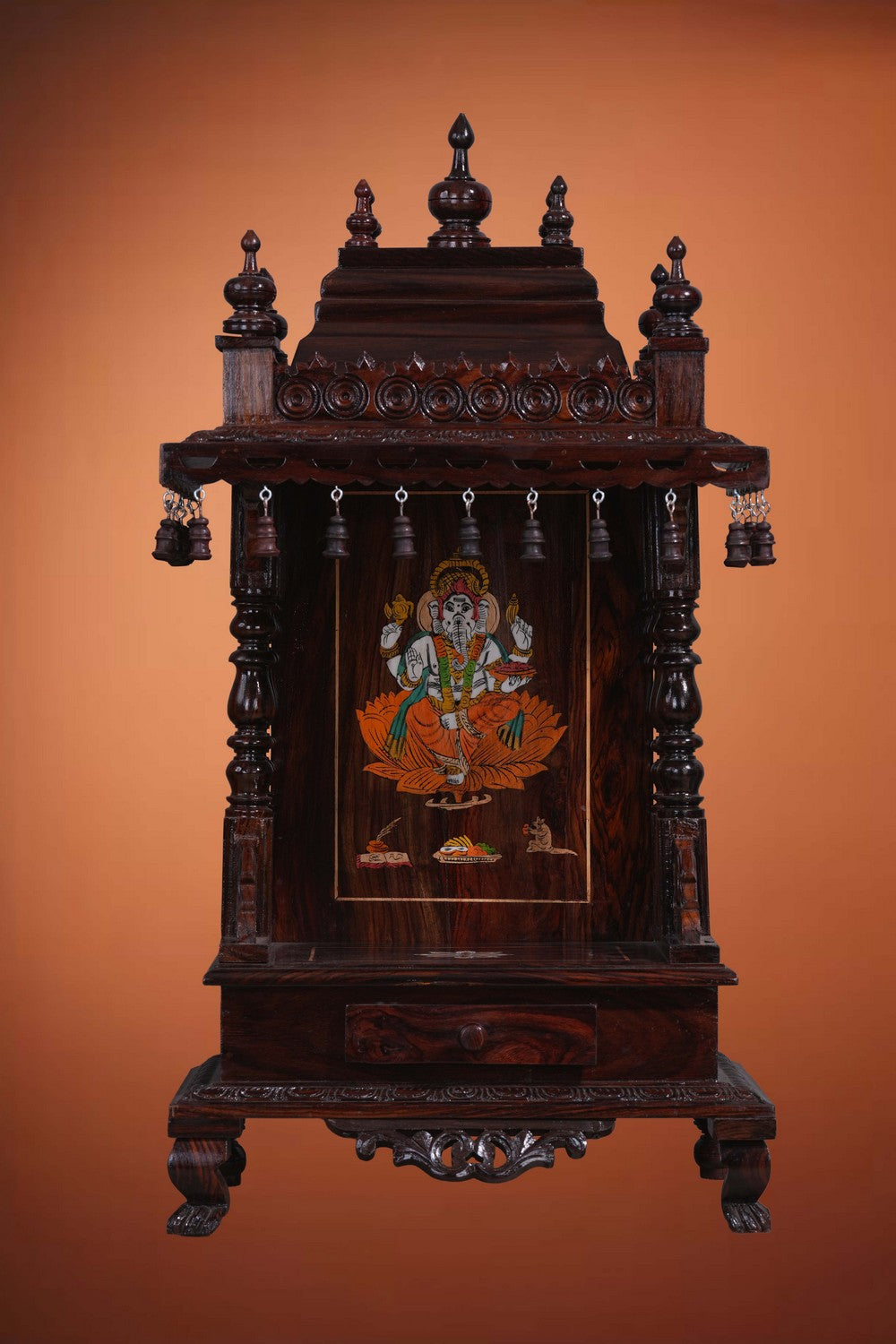 Image of Pooja Temple in Rosewood With Ganesha Inlay