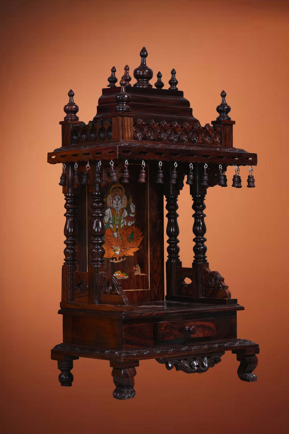 Image of Pooja Temple in Rosewood With Ganesha Inlay