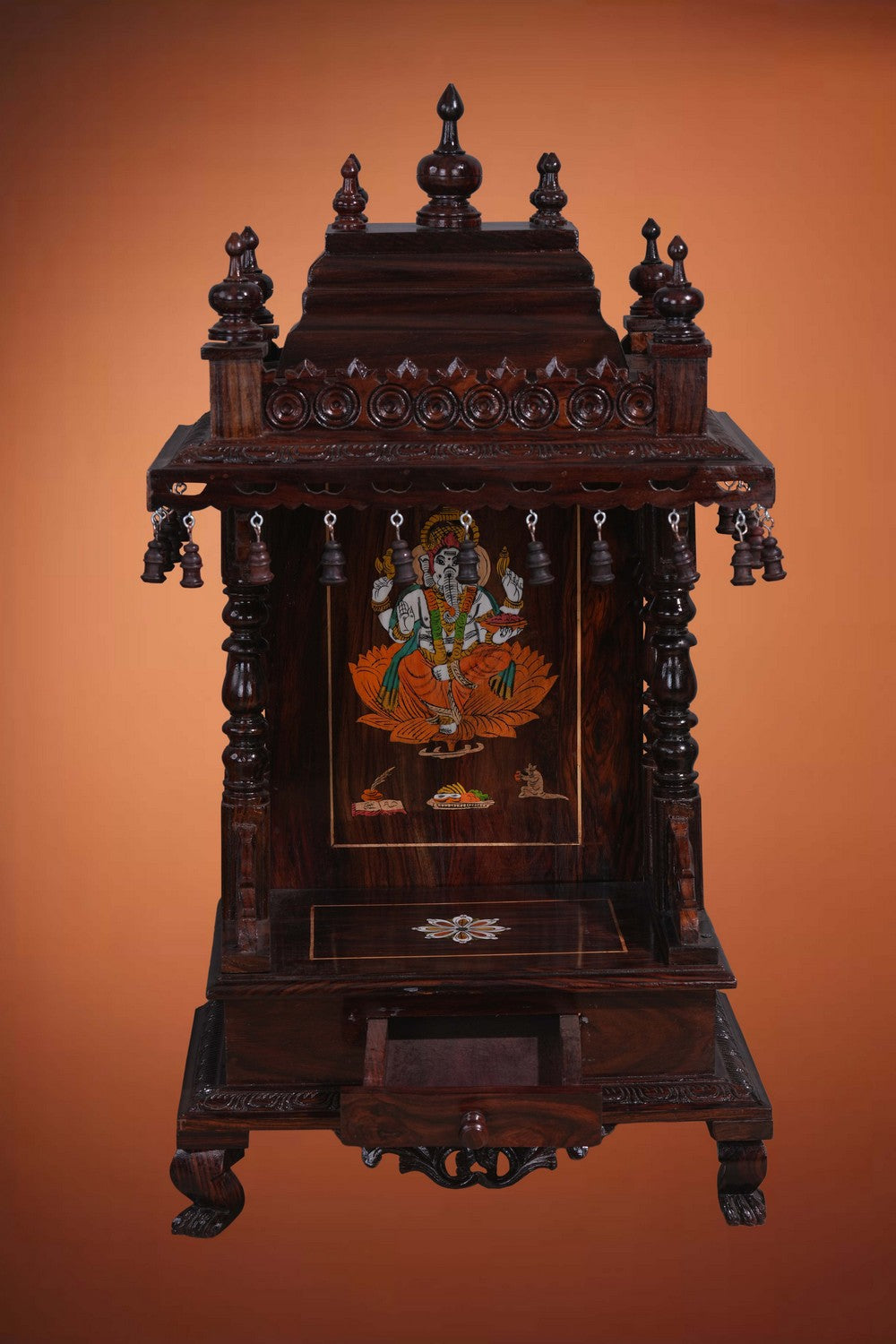 Image of Pooja Temple in Rosewood With Ganesha Inlay