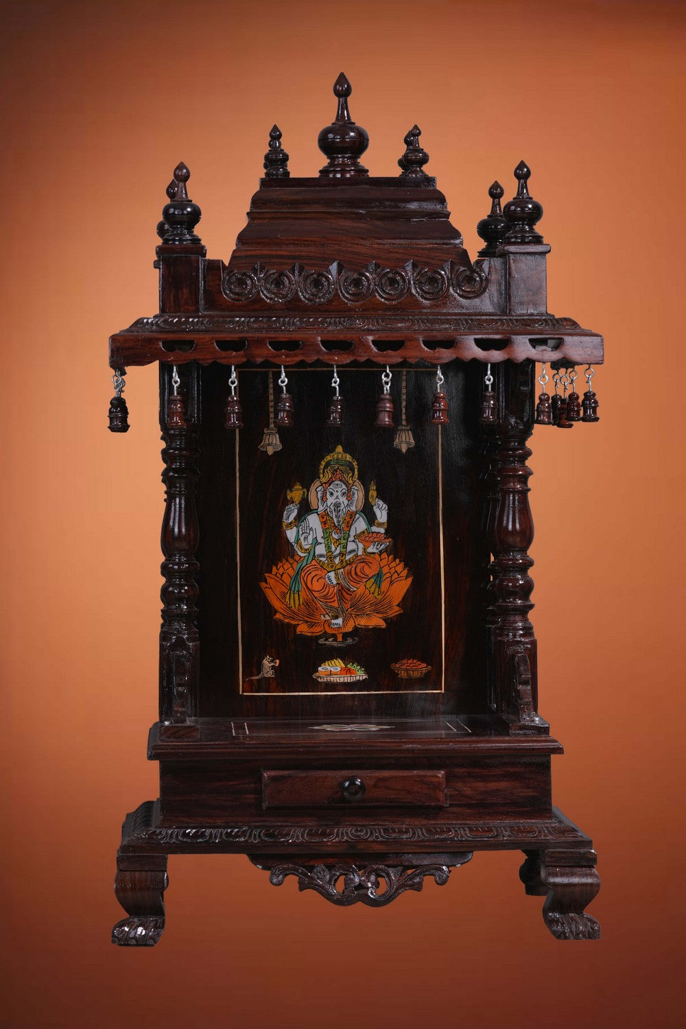 Image of Pooja Temple in Rosewood With Ganesha Inlay