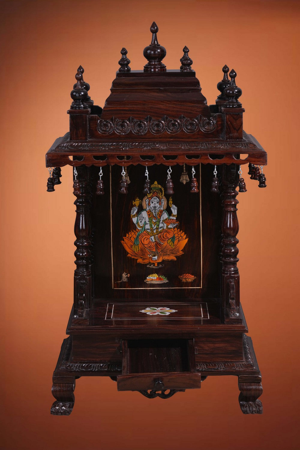 Image of Pooja Temple in Rosewood With Ganesha Inlay