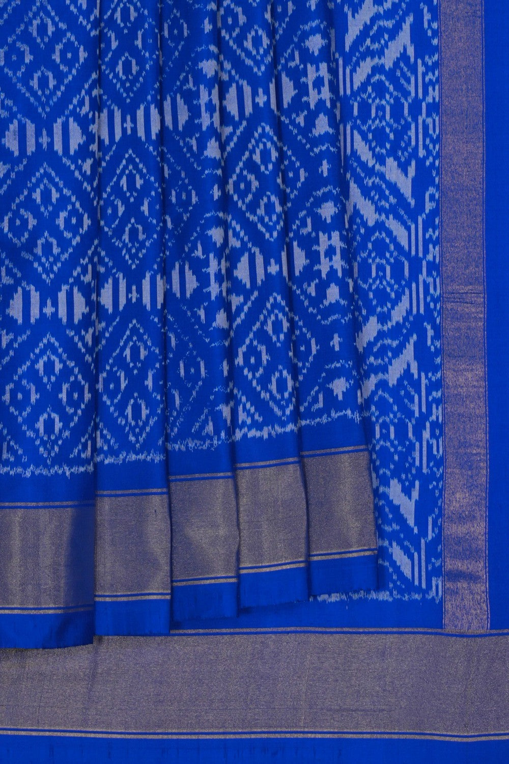 Image of Pochampally Ikat Silk Blue Saree