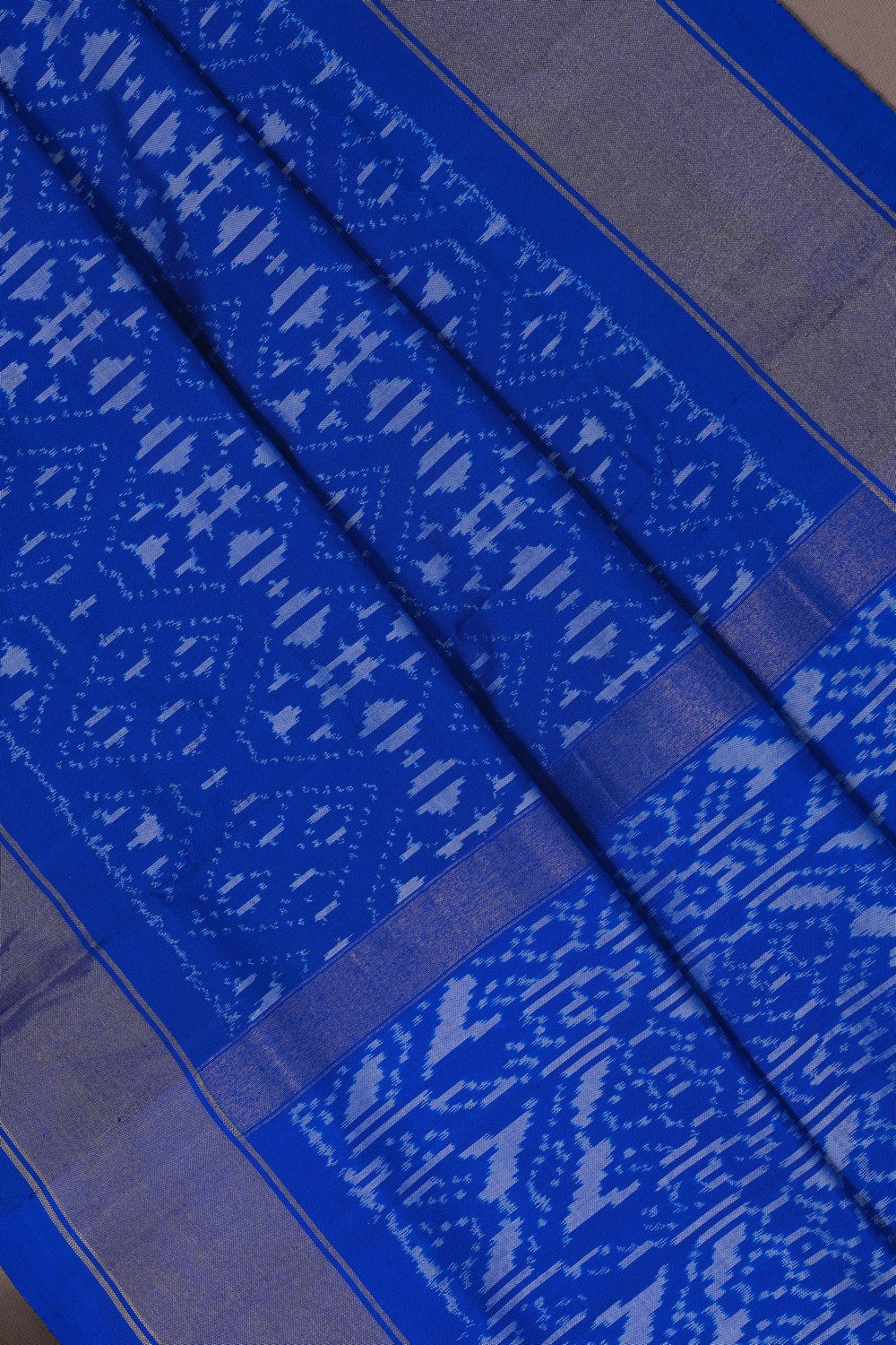 Image of Pochampally Ikat Silk Blue Saree