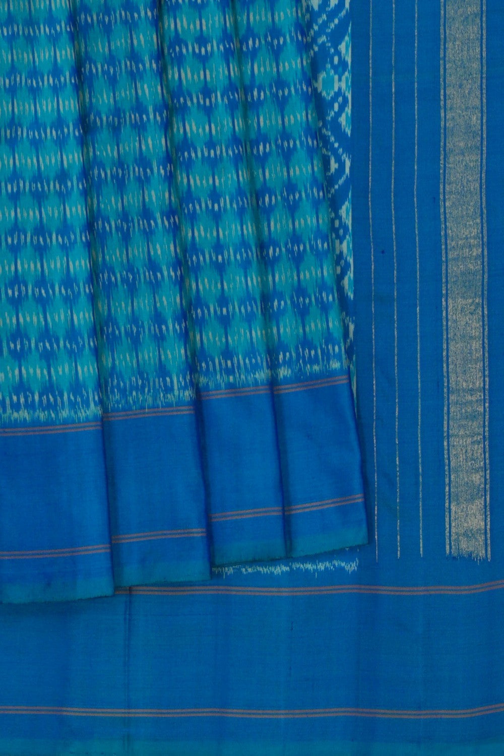 Image of Pochampally Ikat Silk Blue Saree