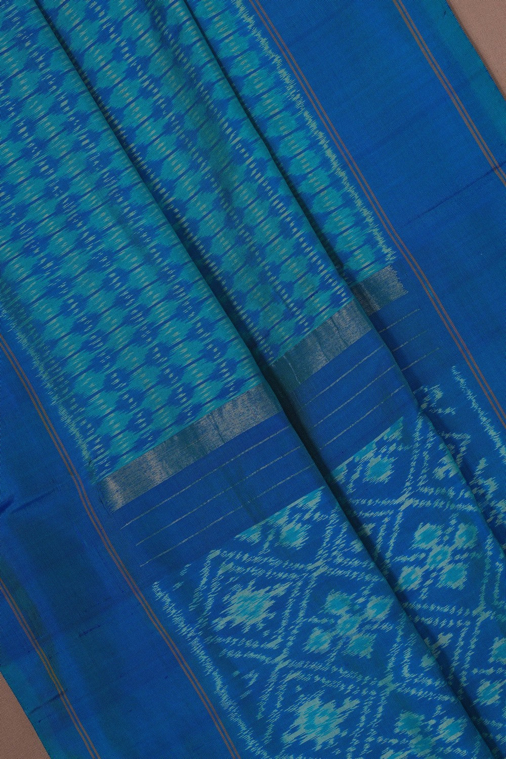 Image of Pochampally Ikat Silk Blue Saree