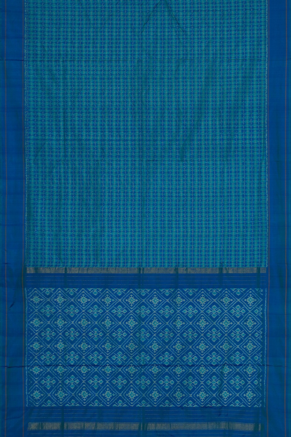 Image of Pochampally Ikat Silk Blue Saree
