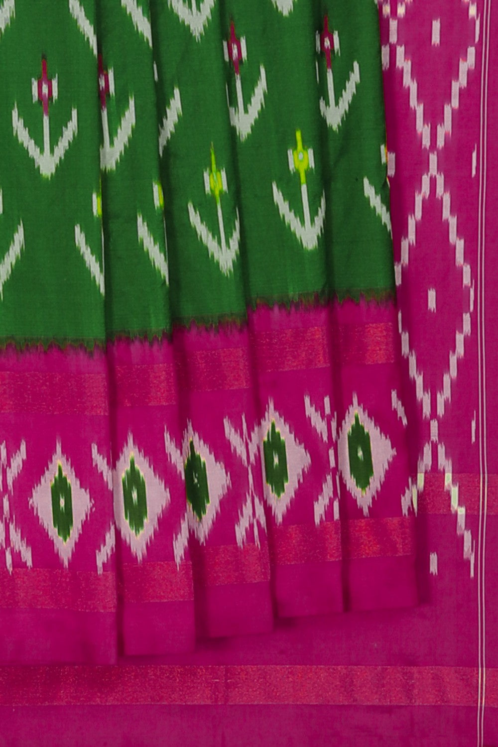 Image of Pochampally Ikat Silk Green Saree