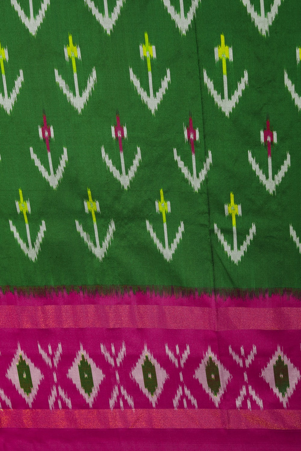 Image of Pochampally Ikat Silk Green Saree