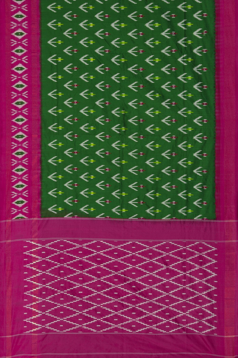 Image of Pochampally Ikat Silk Green Saree
