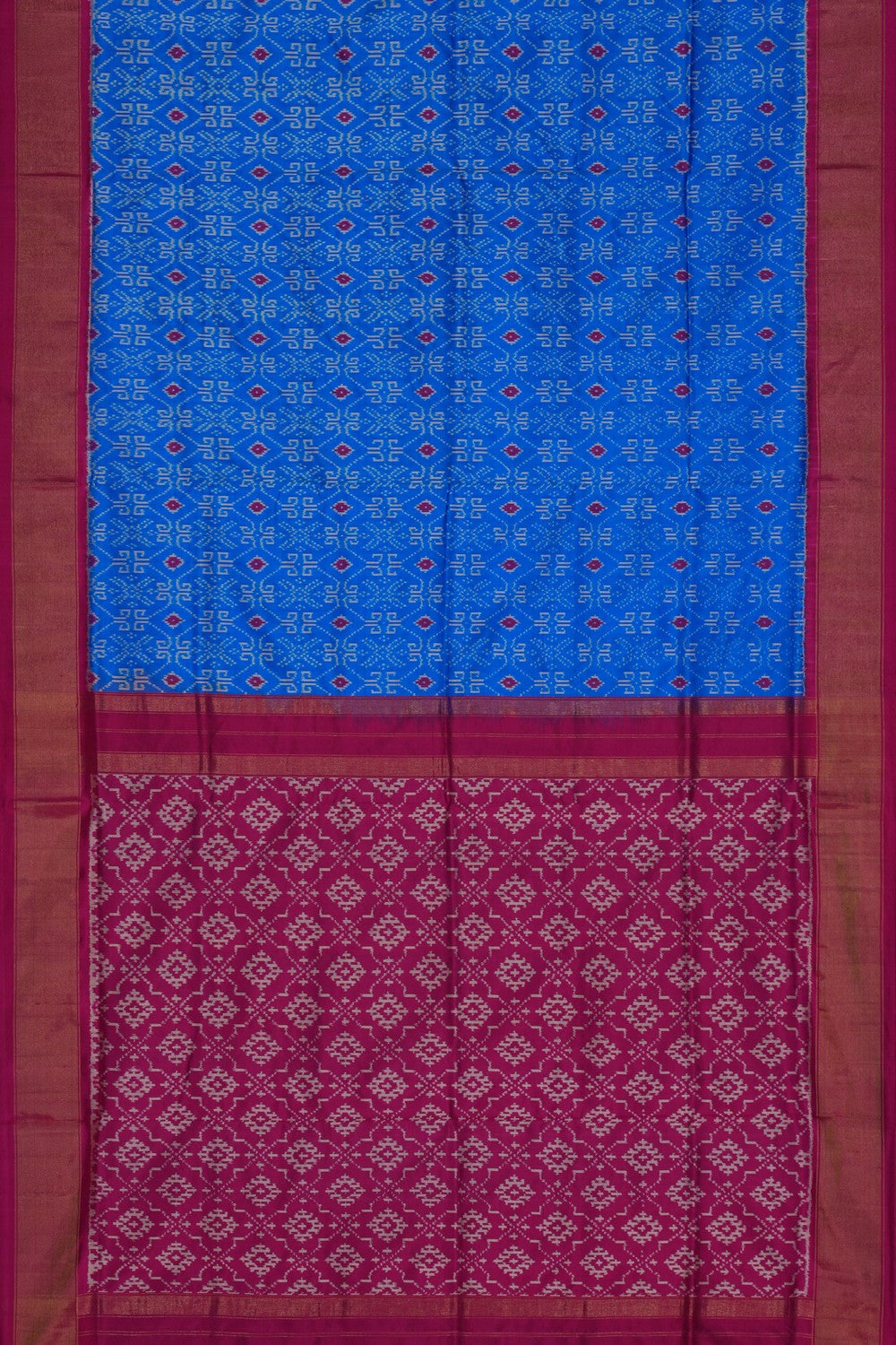 Image of Pochampally Ikat Silk Blue Saree