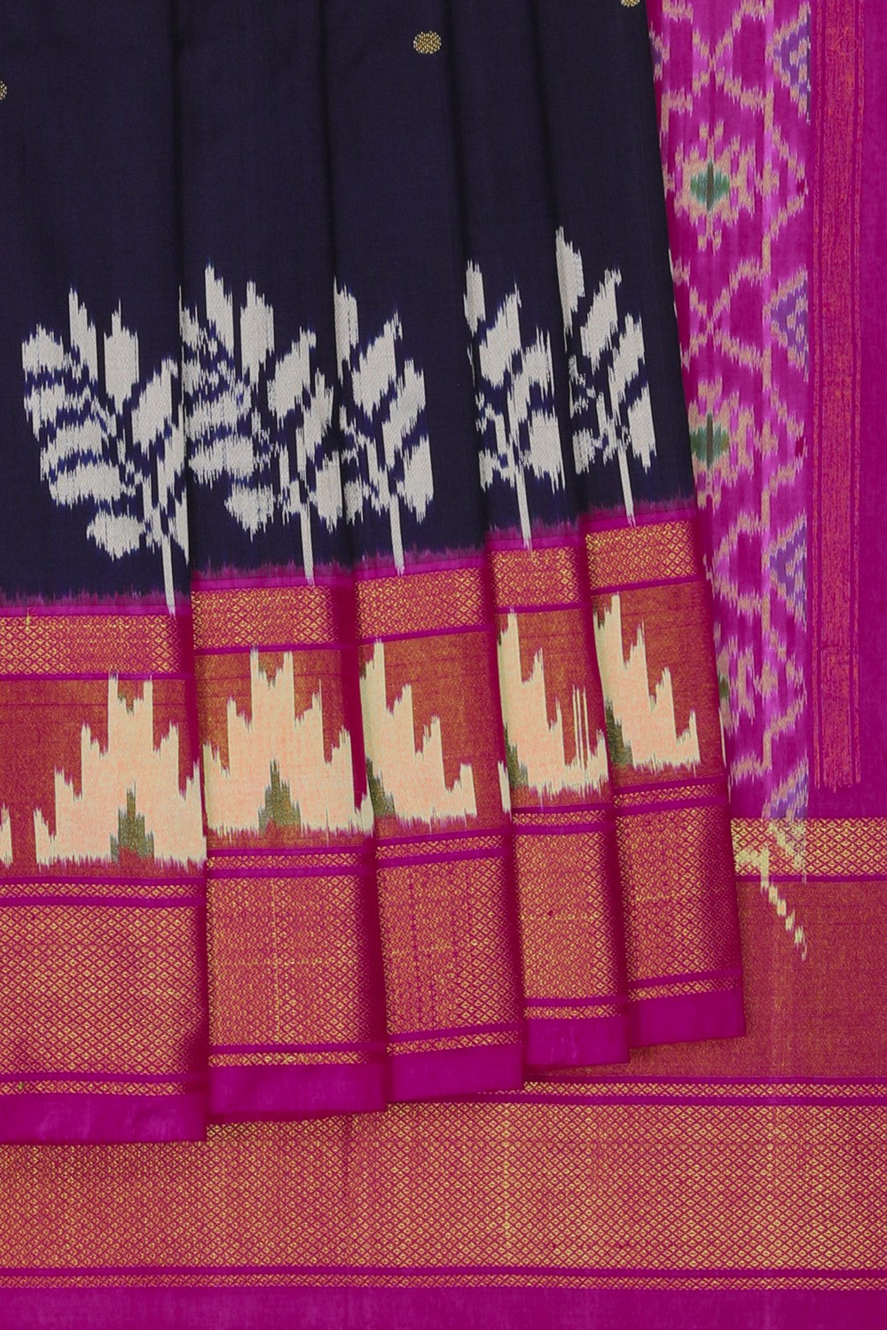 Image of Pochampally Silk Navy-Blue Saree