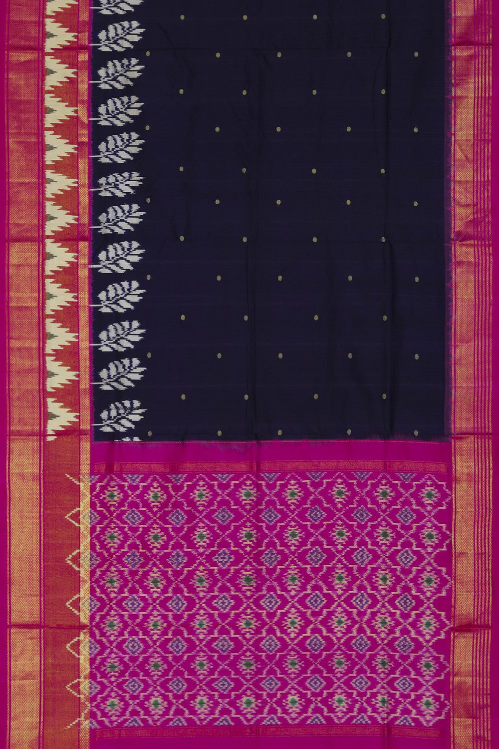 Image of Pochampally Silk Navy-Blue Saree