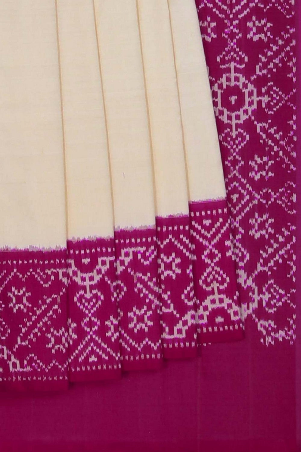 Image of Pochampally Ikat Silk Cream Saree