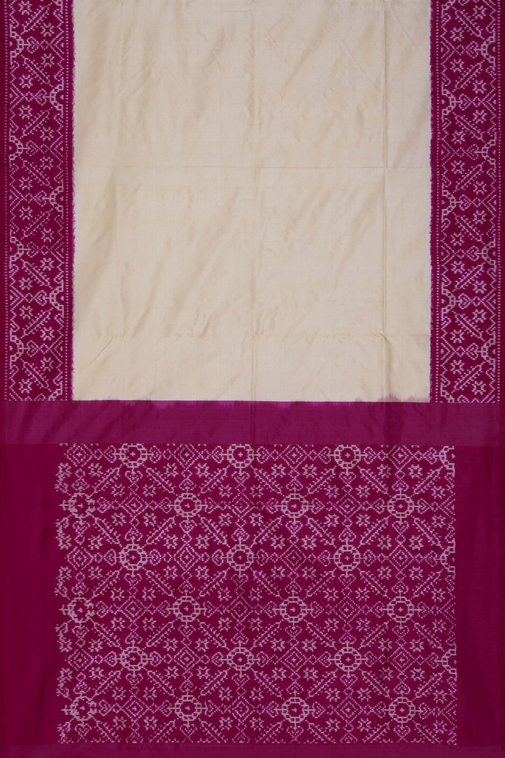 Image of Pochampally Ikat Silk Cream Saree