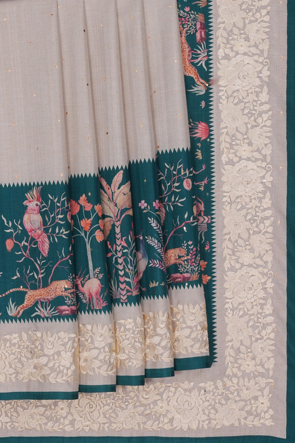 Image of Tussar Silk Embroidery Saree