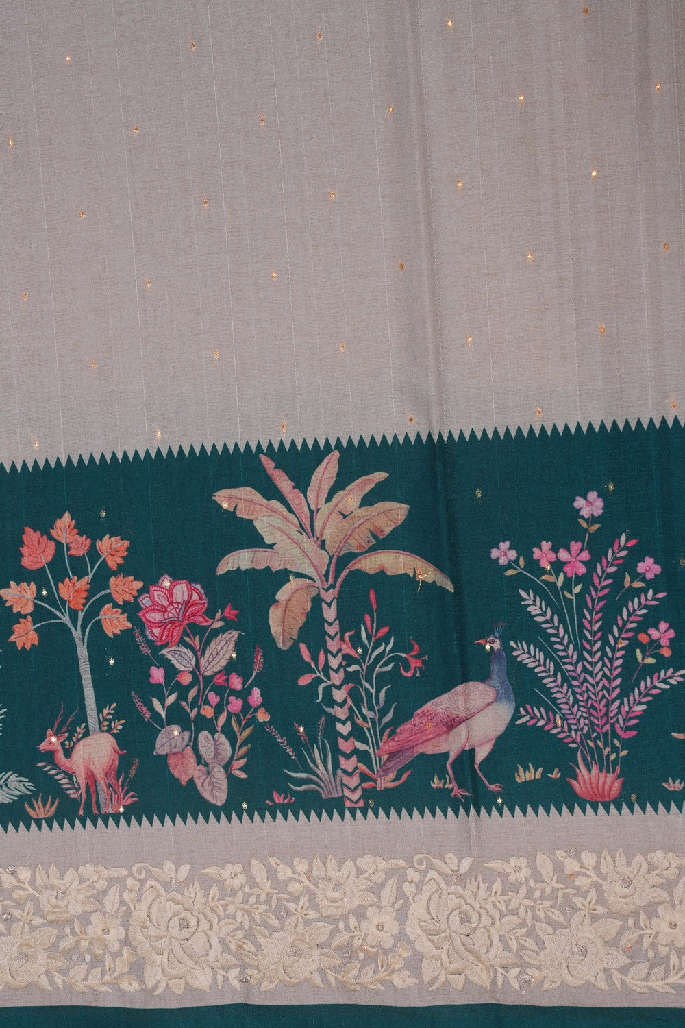 Image of Tussar Silk Embroidery Saree