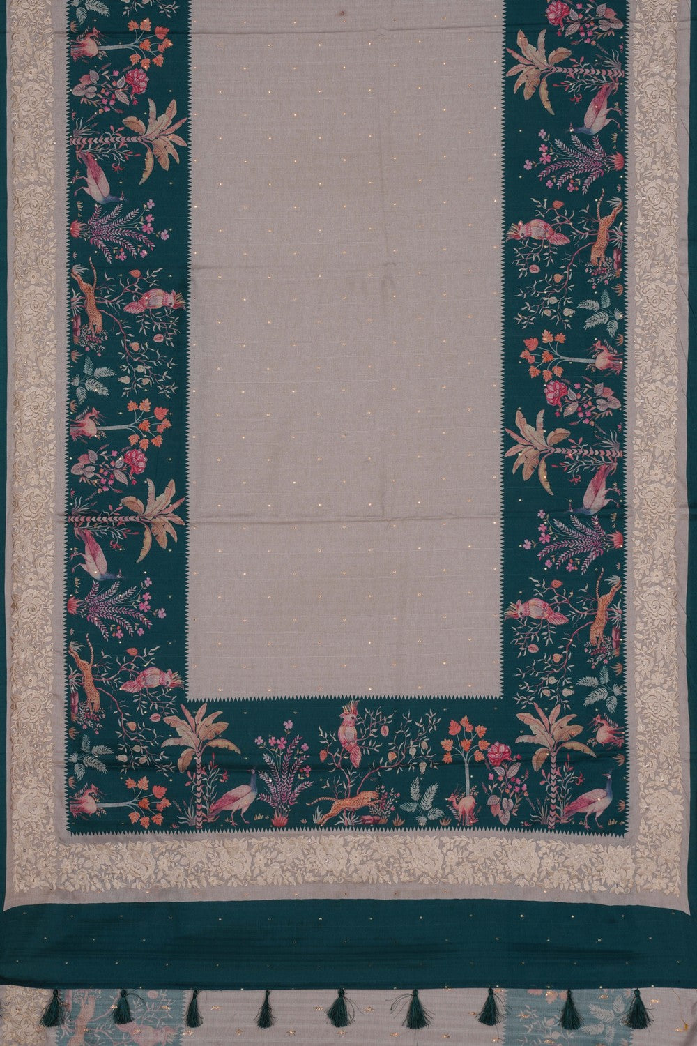 Image of Tussar Silk Embroidery Saree