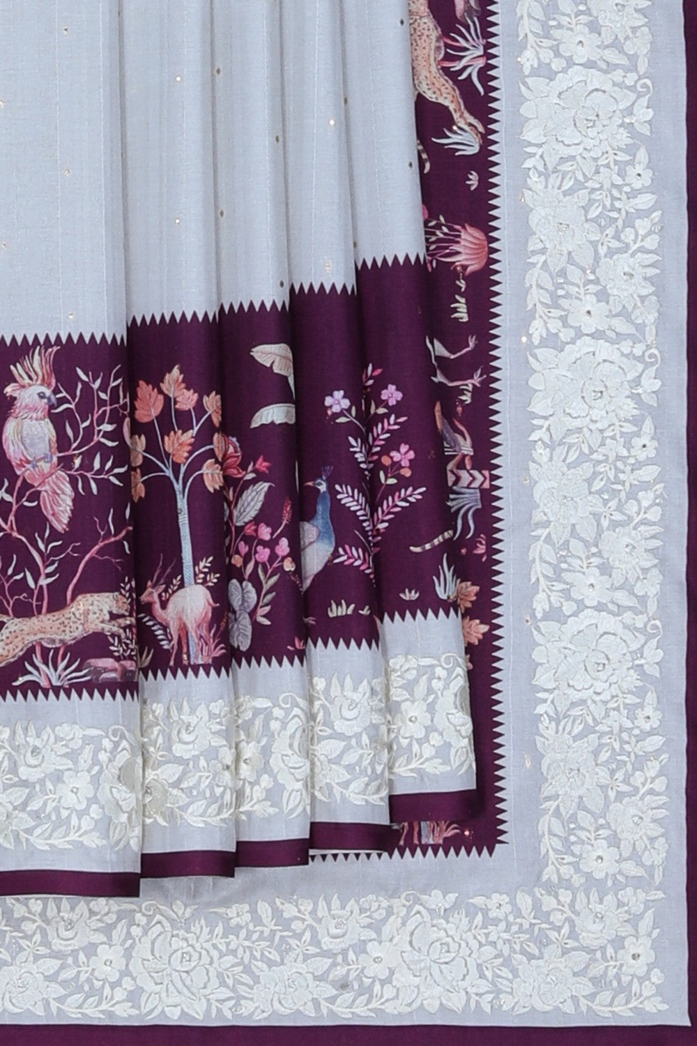 Image of Tussar Silk Embroidery Saree