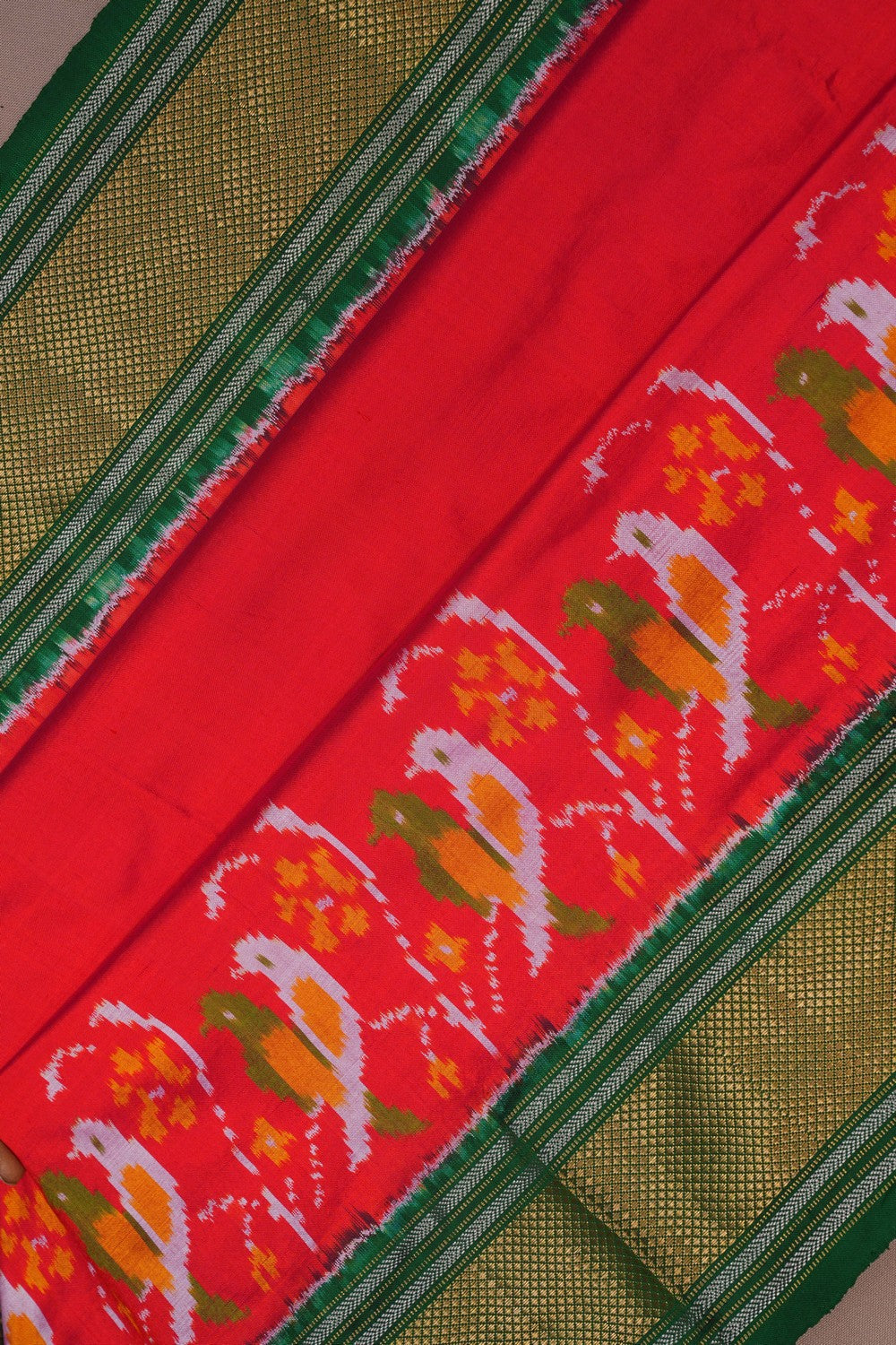 Image of Pochampally Ikat Silk Red Saree