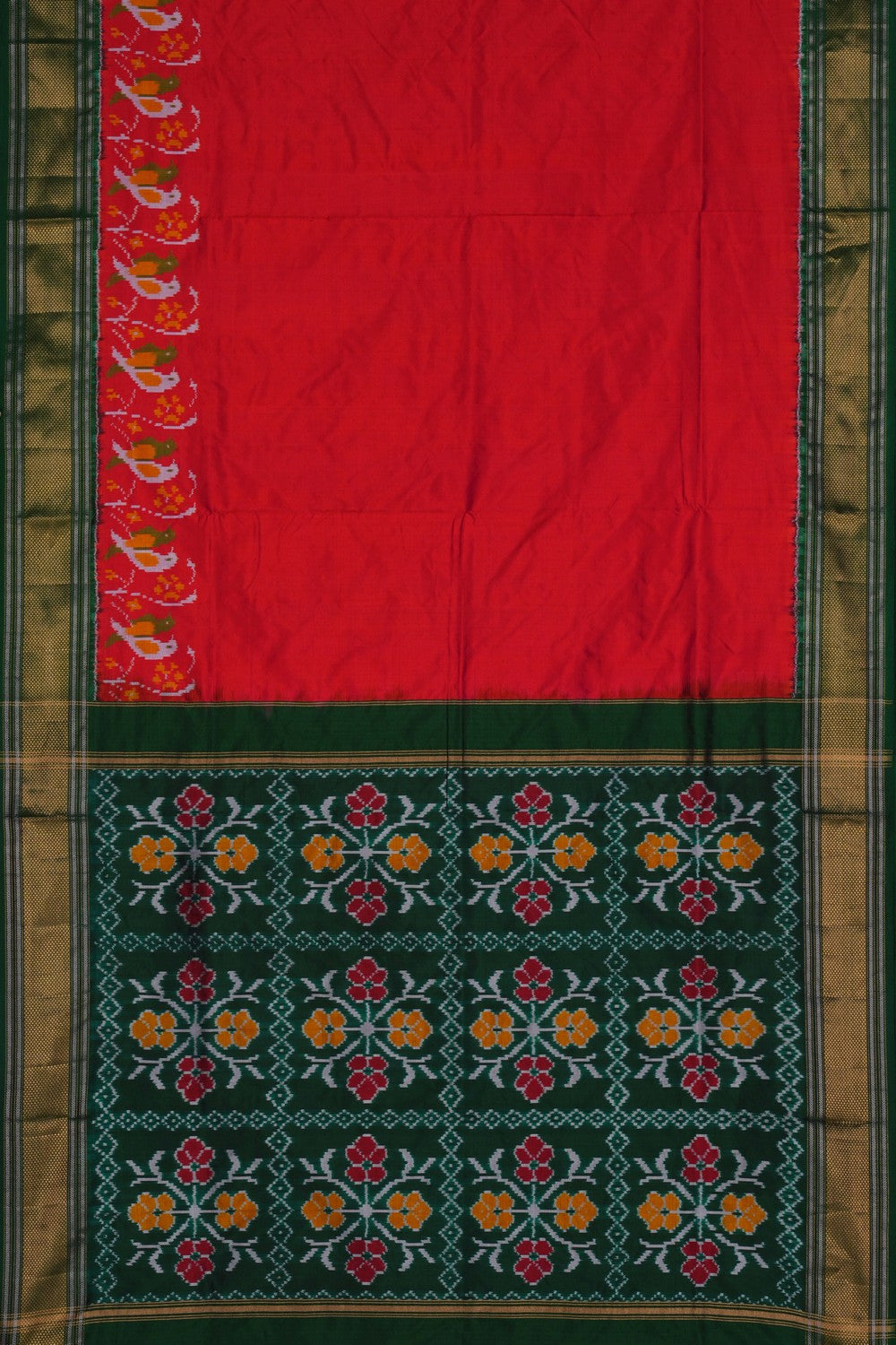 Image of Pochampally Ikat Silk Red Saree