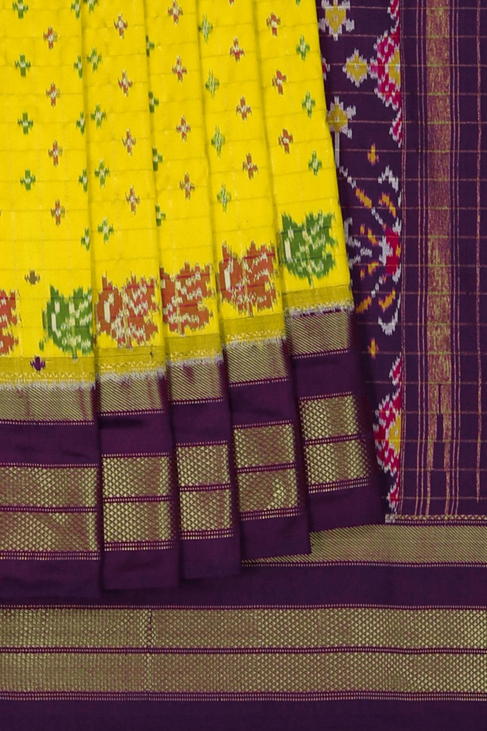 Image of Pochampally Ikat Silk Yellow Saree