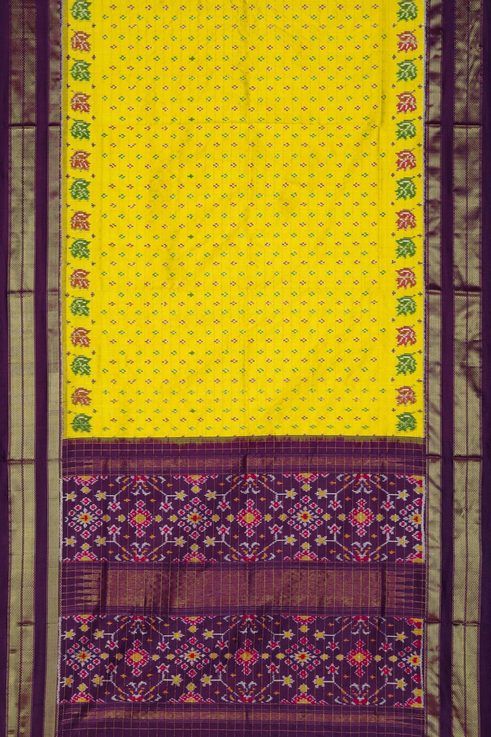 Image of Pochampally Ikat Silk Yellow Saree
