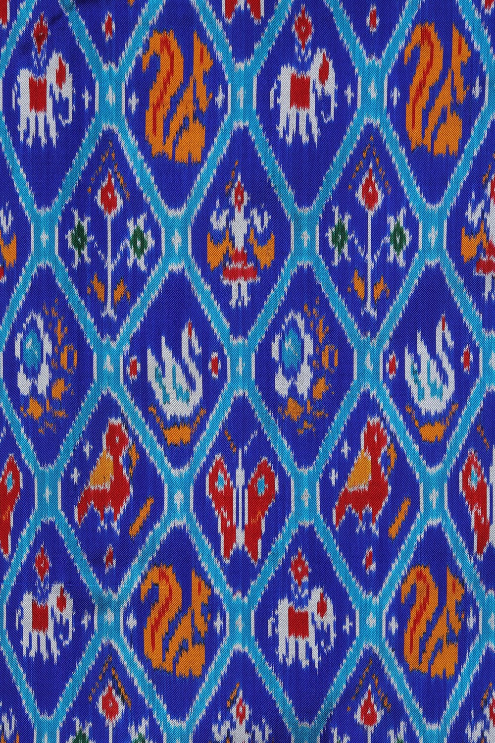 Image of Pochampally Ikat Twill Silk Royal Blue Saree