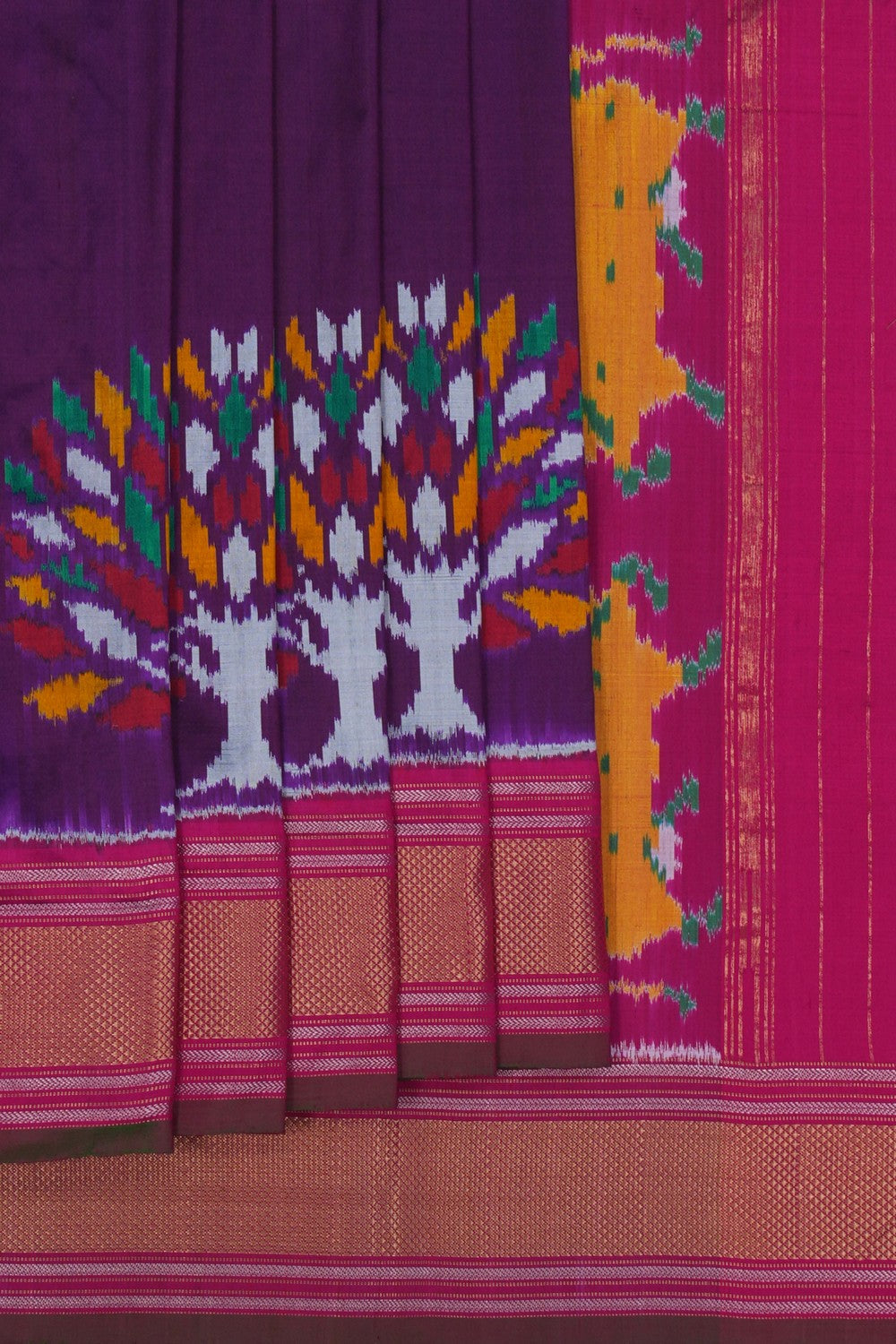 Image of Pochampally Ikat Silk Purple Saree