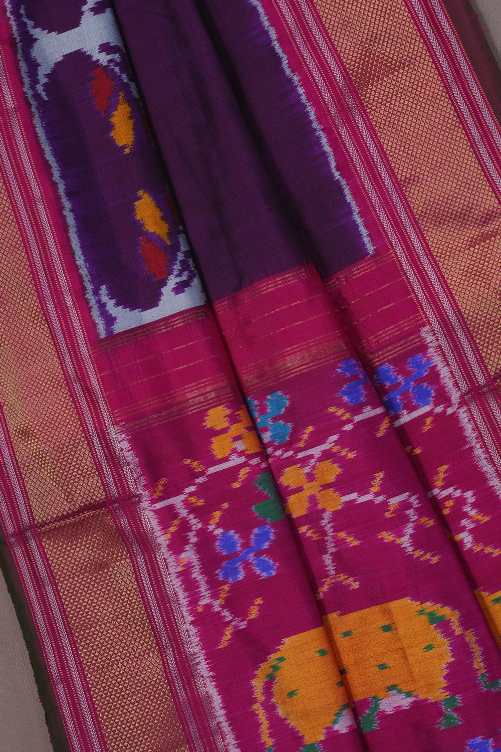 Image of Pochampally Ikat Silk Purple Saree