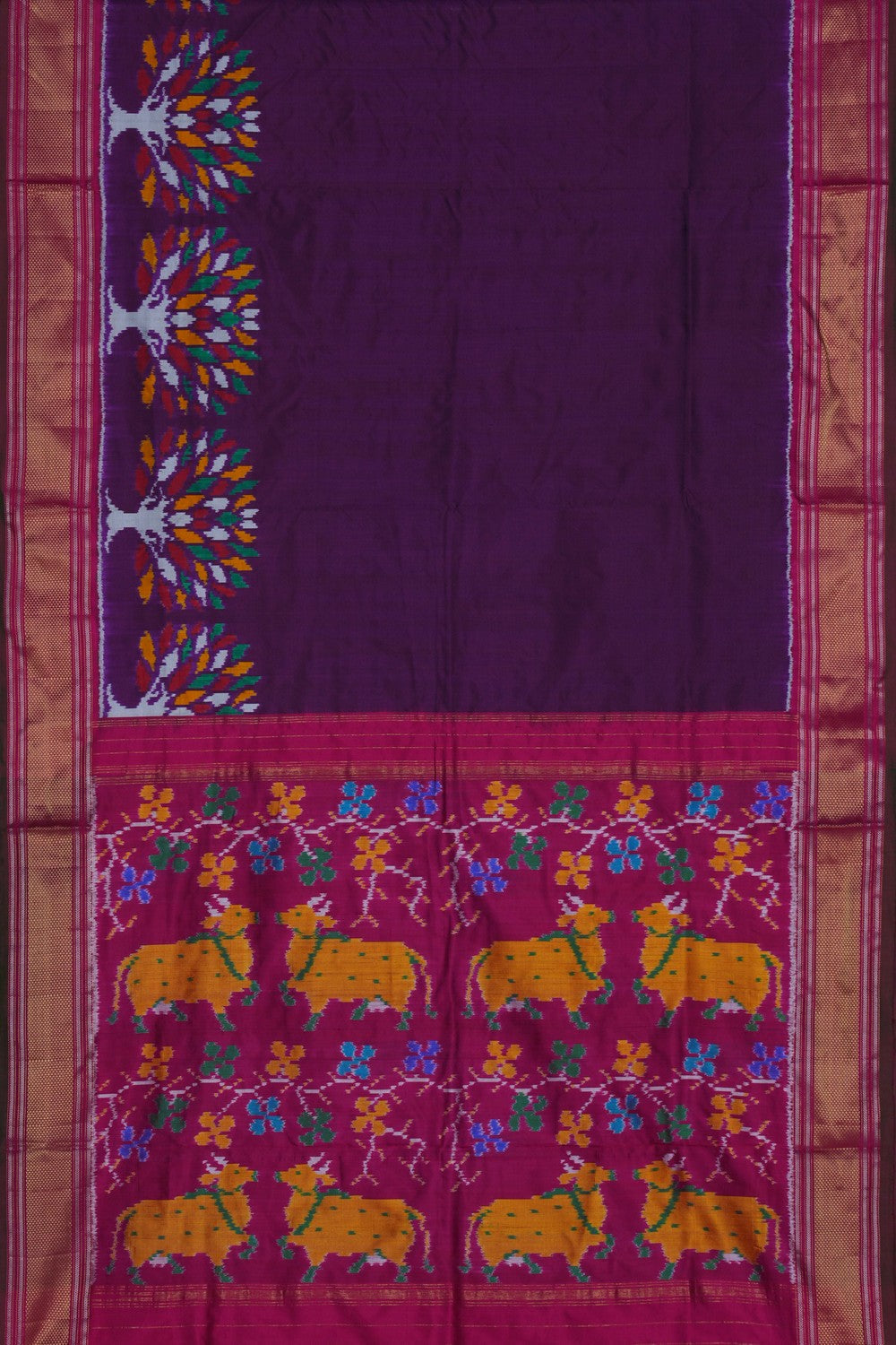 Image of Pochampally Ikat Silk Purple Saree