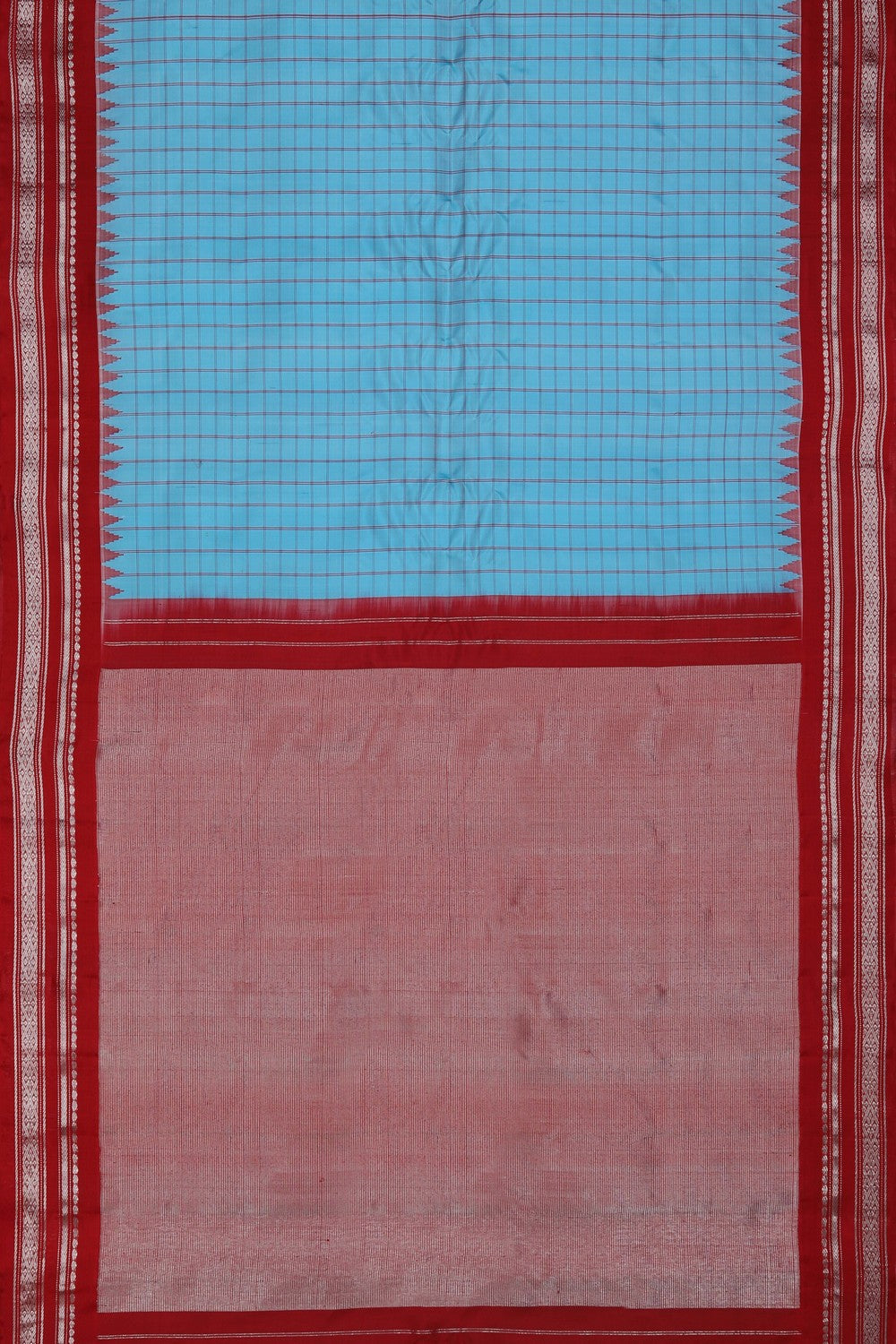 Image of Gadwal Silk Kattam Blue Saree