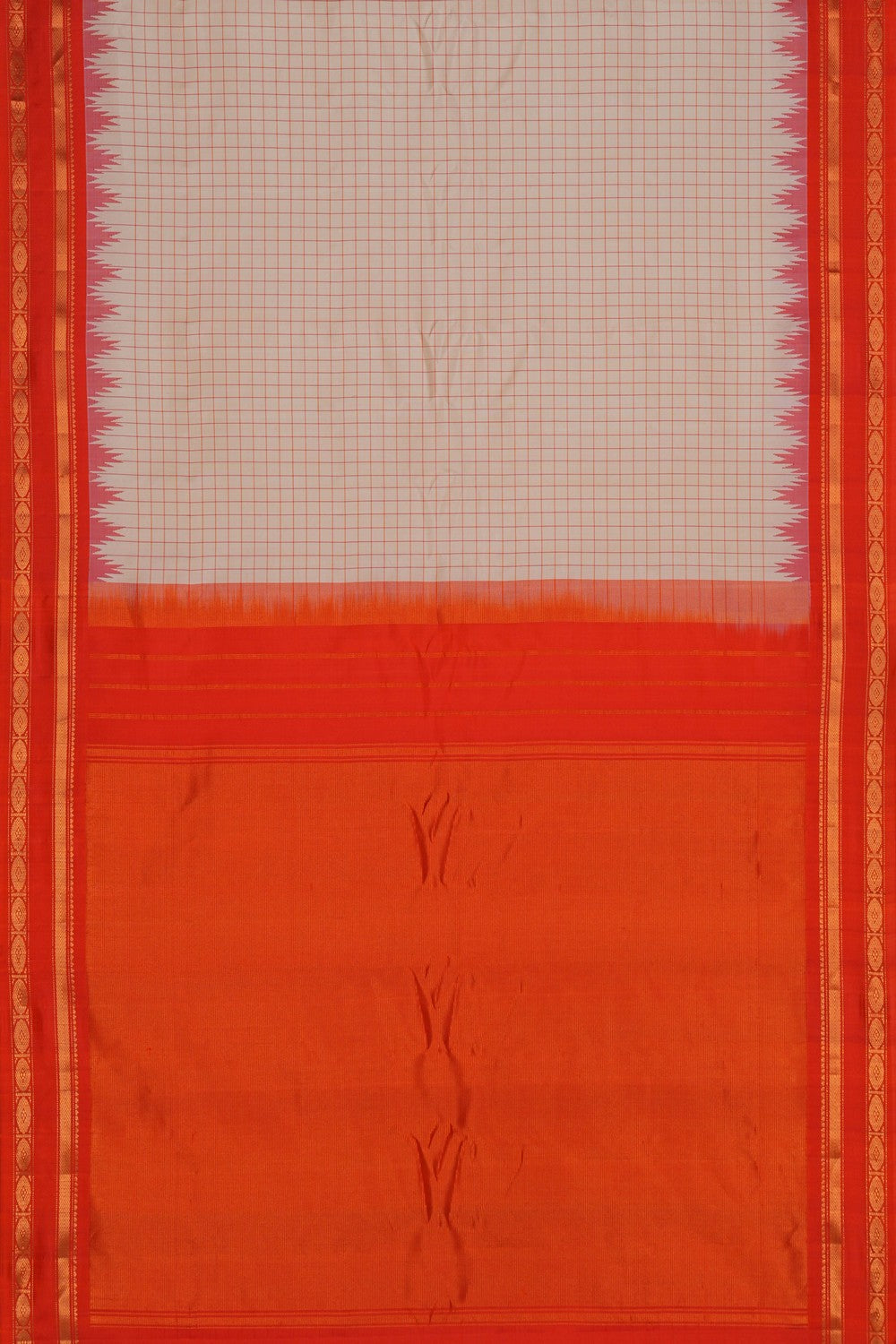 Image of Gadwal Silk Kattam Cream Saree