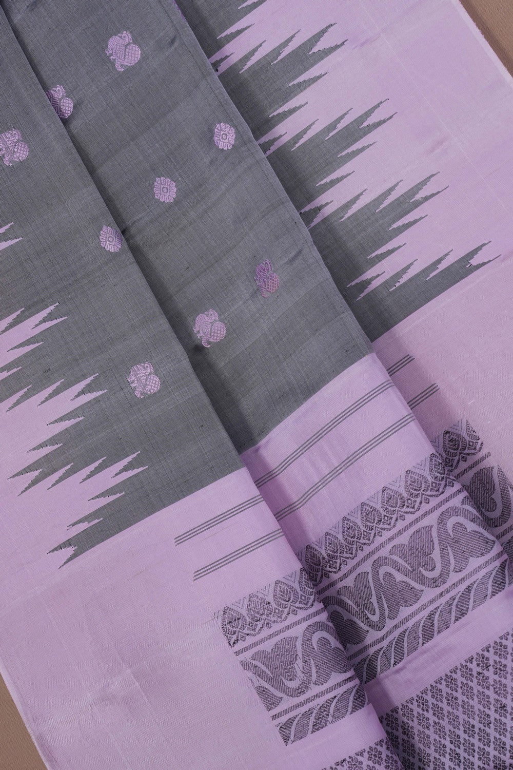 Image of Gadwal Silk Grey Saree