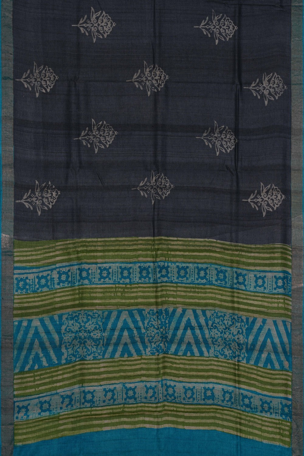 Image of Tussar Silk Black Saree