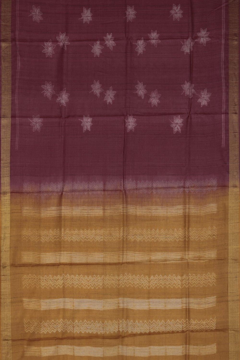 Image of Tussar Silk Moss-Pink Saree