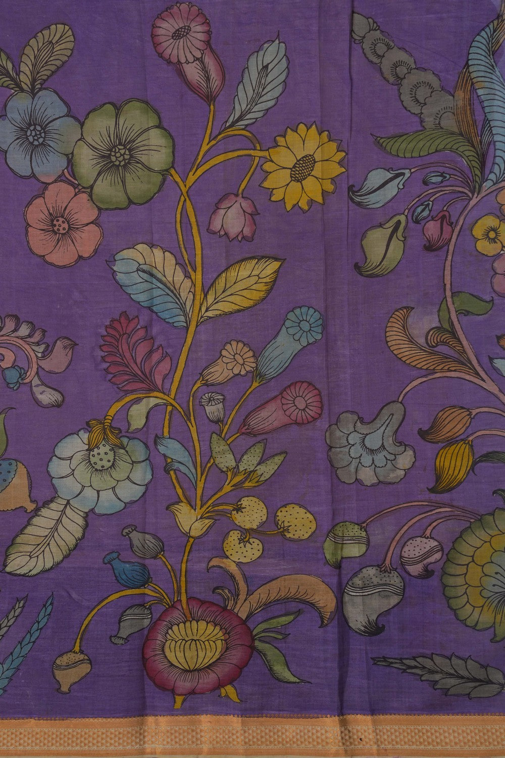 Image of Mangalgiri Silk Kalamkari Saree